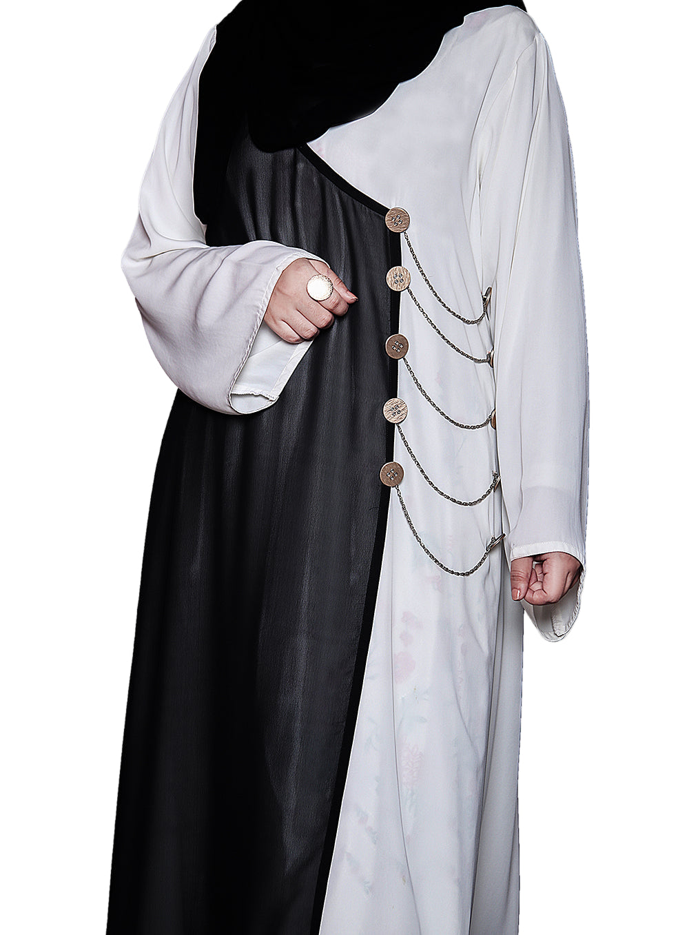 Single Gown White & Black