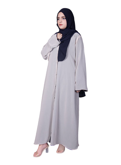 DOUBLE CHIFFON ABAYA SILVER GREY & NAVY BLUE