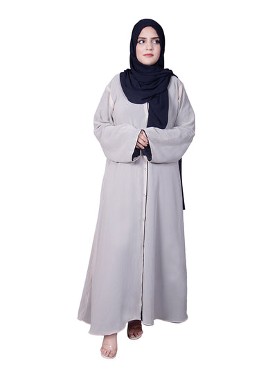 DOUBLE CHIFFON ABAYA SILVER GREY & NAVY BLUE