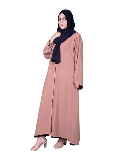 DOUBLE CHIFFON ABAYA BLACK & LIGHT PINK