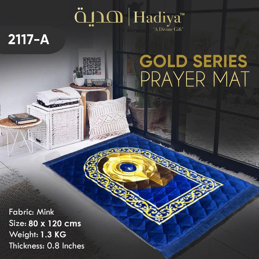 Hajar e Aswaad Blue - Gold Series Prayer Mat