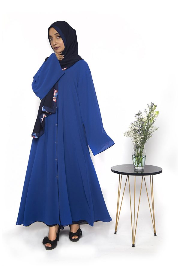 Double Abaya Electric BLUEISH & BLACK